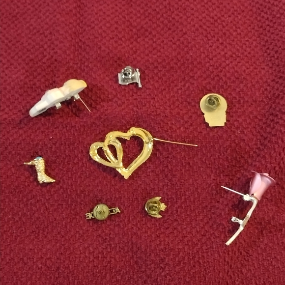 Assorted Brooch and Pin Set on Red Fabric - Picture 2 of 11